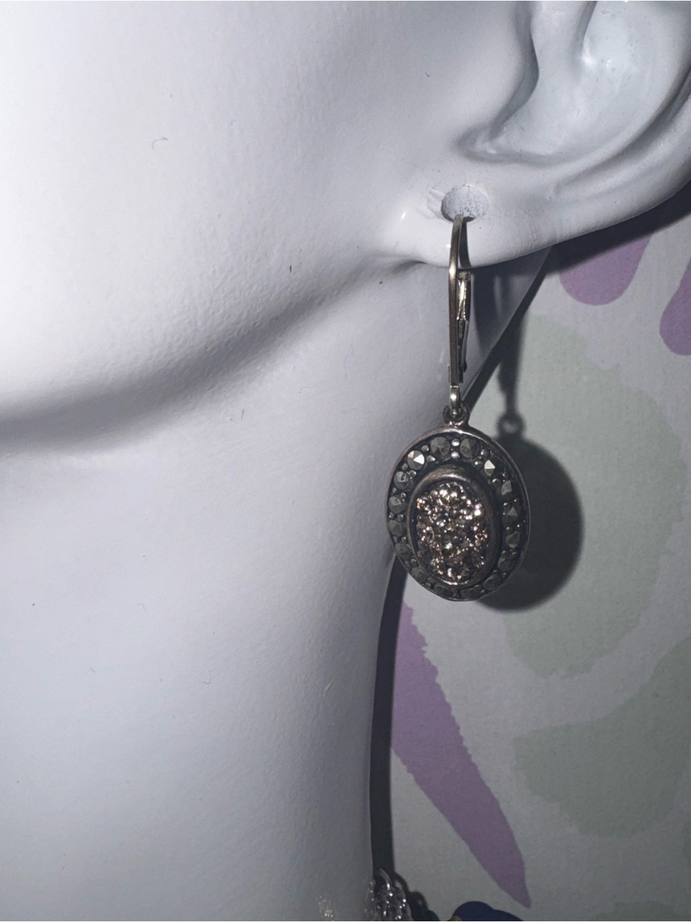 Champagne CZ & Marcasite 925 Vintage Earrings